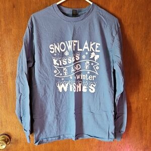 Gildan Blue Long Sleeve Tee with White Print